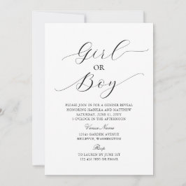 Modern Elegant Minimalist Baby Gender Reveal Kaart
