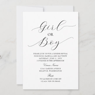 Modern Elegant Minimalist Baby Gender Reveal Kaart
