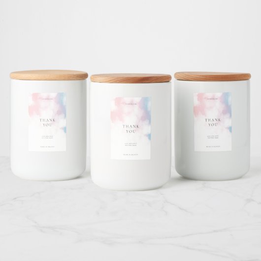 Modern Elegant Minimalist Blush Pink Blue Voedselcontainer Etiket (Flessen)