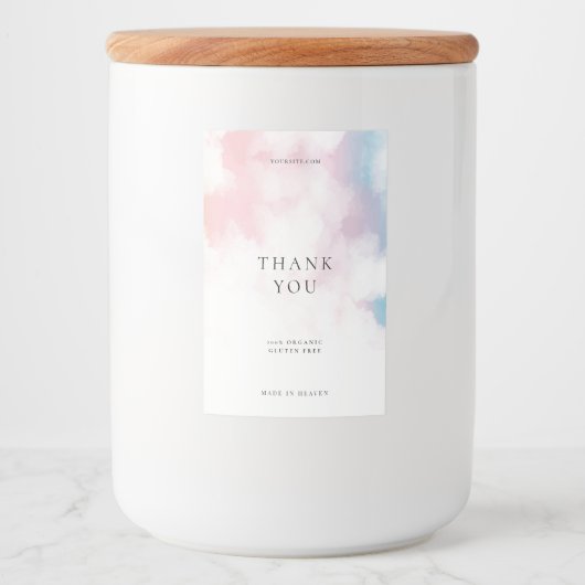 Modern Elegant Minimalist Blush Pink Blue Voedselcontainer Etiket (Voorkant)