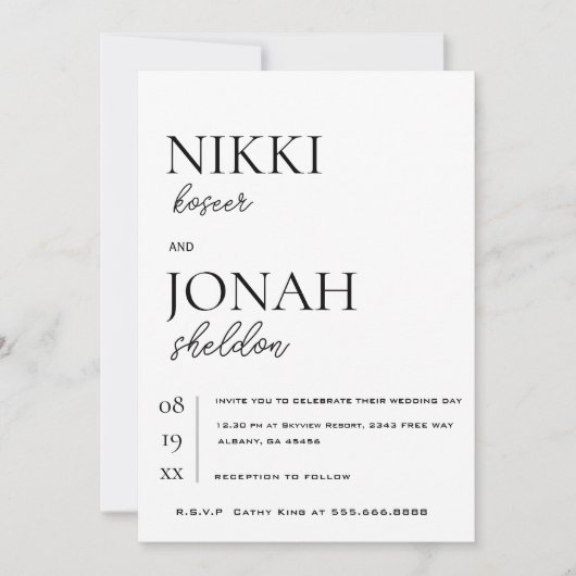Modern Elegant Minimalist en Clean Wedding Kaart (Voorkant)