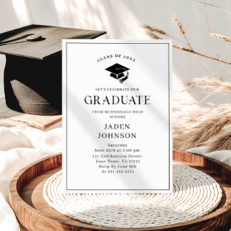 Modern Elegant Minimalist Graduation Party Kaart