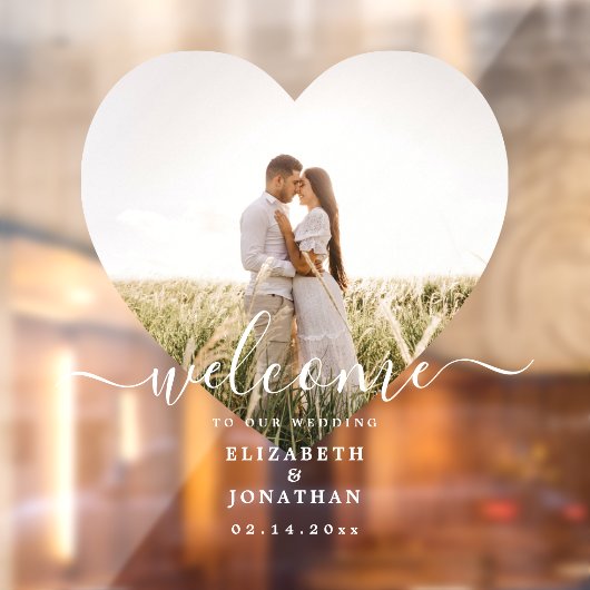 Modern Elegant Minimalist Photo Weddenschap Welkom Raamsticker (Vel 2)