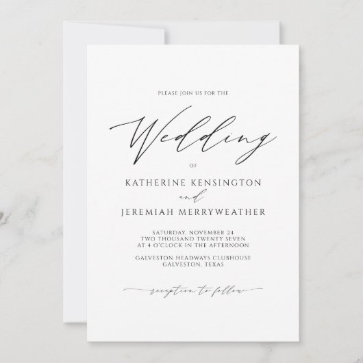 Modern Elegant Minimalist Script Wedding Kaart (Voorkant)
