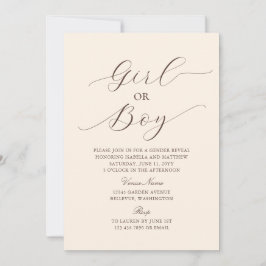 Modern Elegant Minimalistisch Beige Baby Gender Re Kaart