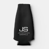 Modern Elegant minimalistisch zwart-wit monogram Flesjeskoeler (Voorkant)