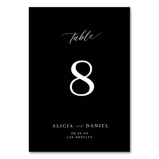 Modern elegant minimalistische zwarte en witte bru kaart (Achterkant)