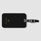 Modern Elegant Monogram Black & Gold Bagagelabel (Voorkant (horizontaal))