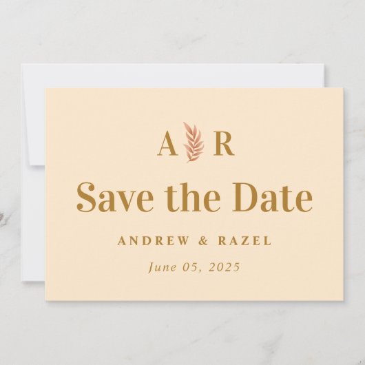 Modern Elegant Monogram Boho Wedding Save The Date (Voorkant)