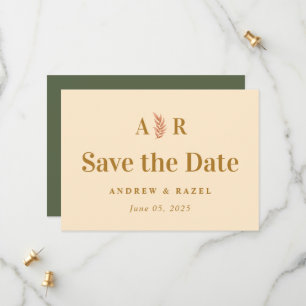 Modern Elegant Monogram Boho Wedding Save The Date
