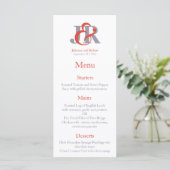 Modern Elegant Monogram Bruiloft Menu (Staand voorkant)