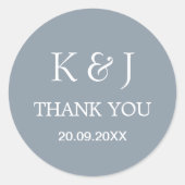 Modern Elegant Monogram Dank u huwelijksgunst Ronde Sticker (Voorkant)