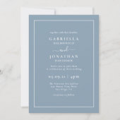Modern Elegant Monogram Dusty Blue Wedding Kaart (Voorkant)