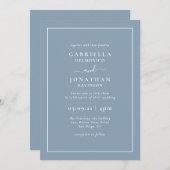 Modern Elegant Monogram Dusty Blue Wedding Kaart (Voorkant / Achterkant)