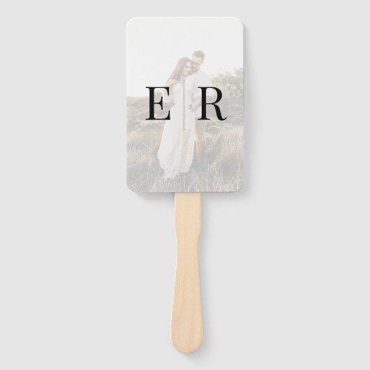 Modern Elegant Monogram Foto Trouwprogramma Handwaaier (Voorkant)