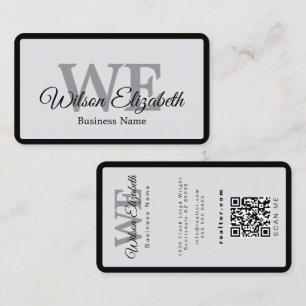 Modern elegant monogram gegraveerde blauwe en goud visitekaartje