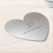 Modern Elegant Monogram Gold Silver Trendy Kartonnen Onderzetters (Gekanteld)