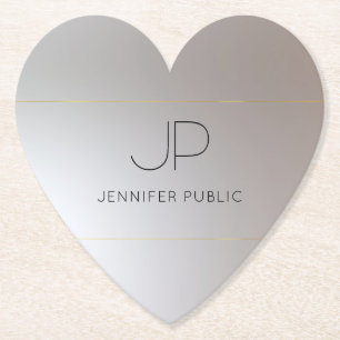 Modern Elegant Monogram Gold Silver Trendy Kartonnen Onderzetters