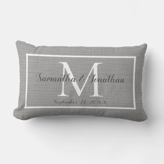 Modern Elegant Monogram Gray Gray Wedding Keepslag Kussen (Voorkant)