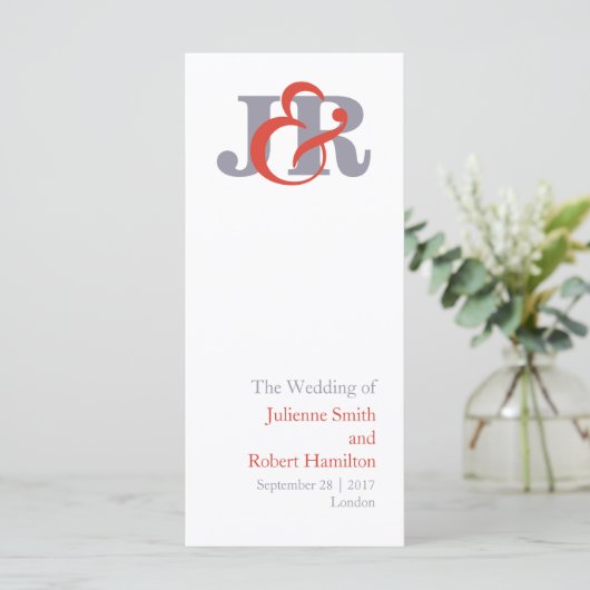 Modern Elegant Monogram Huwelijksceremonie Program Programma (Staand voorkant)