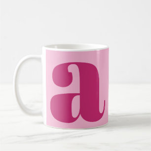Modern Elegant Monogram Initiaal Bold Pink Koffiemok