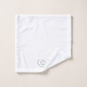 Modern Elegant Monogram Initiaal White Sage Green Bad Handdoek (Wasdoekje)