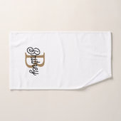 Modern Elegant Monogram Naam Zwart Goud Script Bad Handdoek (Handdoek)