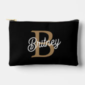 Modern Elegant Monogram Naam Zwart Goud Script Etui (Voorkant)