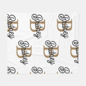 Modern Elegant Monogram Naam Zwart Goud Script Fleece Deken (Voorkant (Horizontaal))