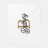 Modern Elegant Monogram Naam Zwart Goud Script Fleece Deken (Voorkant)
