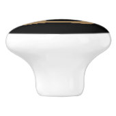 Modern Elegant Monogram Naam Zwart Goud Script Keramische Knop (Zijkant)
