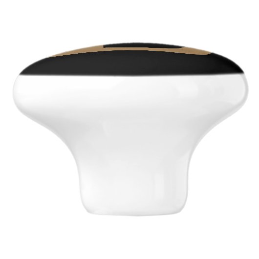 Modern Elegant Monogram Naam Zwart Goud Script Keramische Knop (Zijkant)