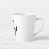Modern Elegant Monogram Naam Zwart Goud Script Latte Mok (Rechts)