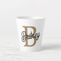 Modern Elegant Monogram Naam Zwart Goud Script