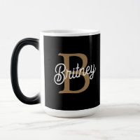 Modern Elegant Monogram Naam Zwart Goud Script
