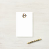 Modern Elegant Monogram Naam Zwart Goud Script Post-it® Notes (Op bureau)
