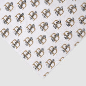 Modern Elegant Monogram Naam Zwart Goud Script Tissuepapier (Detail)