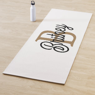 Modern Elegant Monogram Naam Zwart Goud Script Yogamat