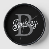 Modern Elegant Monogram Naam Zwart Grijs Script (Voorkant)