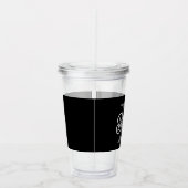 Modern Elegant Monogram Naam Zwart Grijs Script Acryl Drinkbeker (Rechts)