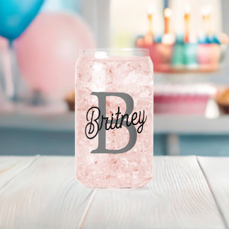 Modern Elegant Monogram Naam Zwart Grijs Script Blikvorm Glas