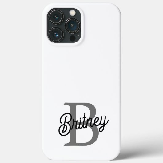 Modern Elegant Monogram Naam Zwart Grijs Script Case-Mate iPhone Case (Achterkant)