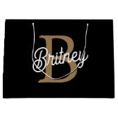 Modern Elegant Monogram Naam Zwart Grijs Script Groot Cadeauzakje (Voorkant)