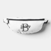 Modern Elegant Monogram Naam Zwart Grijs Script Heuptasje (Liggend)
