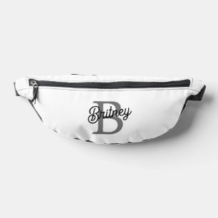 Modern Elegant Monogram Naam Zwart Grijs Script Heuptasje