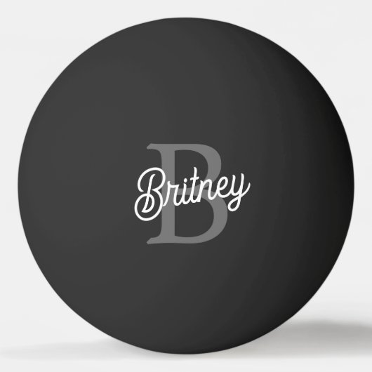 Modern Elegant Monogram Naam Zwart Grijs Script Pingpongballen (Voorkant)