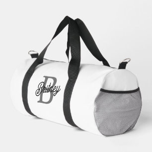 Modern Elegant Monogram Naam Zwart Grijs Script Plunjezak