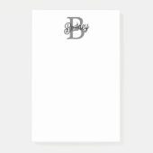 Modern Elegant Monogram Naam Zwart Grijs Script Post-it® Notes (Voorkant)