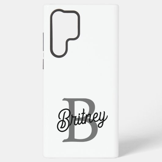 Modern Elegant Monogram Naam Zwart Grijs Script Samsung Galaxy Hoesje (Achterkant)