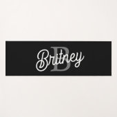 Modern Elegant Monogram Naam Zwart Grijs Script Yogamat (Voorkant (horizontaal))